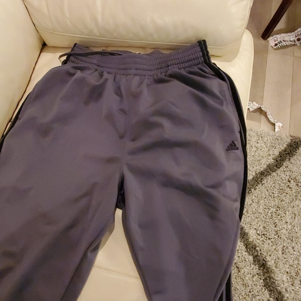 Black stripe on gray sweat pants